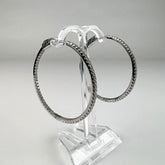 Cercei creole argint 925 cu zirconia 40mm prindere continua - vedere 1