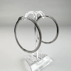 Cercei creole argint 925 cu zirconia 40mm prindere continua - vedere 1