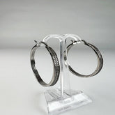 Cercei creole argint 925 cu zirconia, 38mm - creola continua - vedere 1