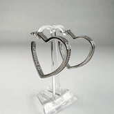 Cercei creole argint 925 cu zirconia si prindere fluture 35mm - vedere 1