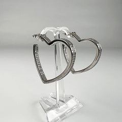 Cercei creole argint 925 cu zirconia si prindere fluture 35mm - vedere 1