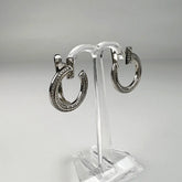 Cercei creole zirconia leverback din argint 925, 22 mm - vedere 1