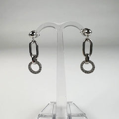 Cercei lungi zirconia cu prindere fluture din argint 925 - vedere 2