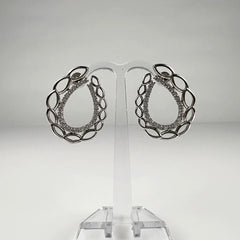 Cercei creole zirconia cu prindere fluture din argint 925 - vedere 2