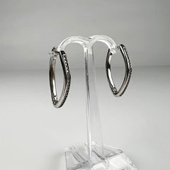 Cercei creole argint 925 cu zirconia, 25mm - lungi si eleganti - vedere 1