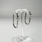 Cercei creole argint 925 cu zirconia, 30mm - prindere continua - vedere 1