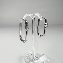 Cercei creole argint 925 cu zirconia, 30mm - prindere continua - vedere 1