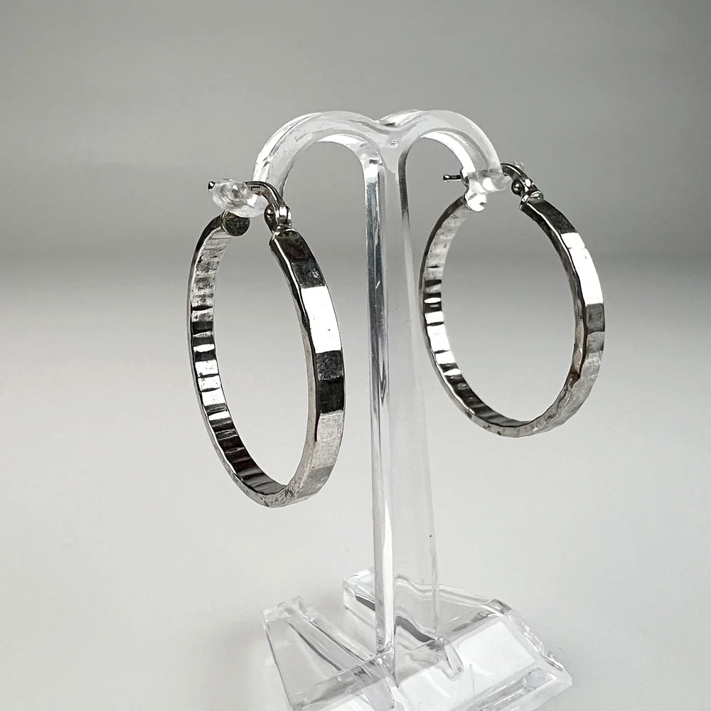 Cercei creole continui din argint 925, 24 mm - elegant si durabil - vedere 1
