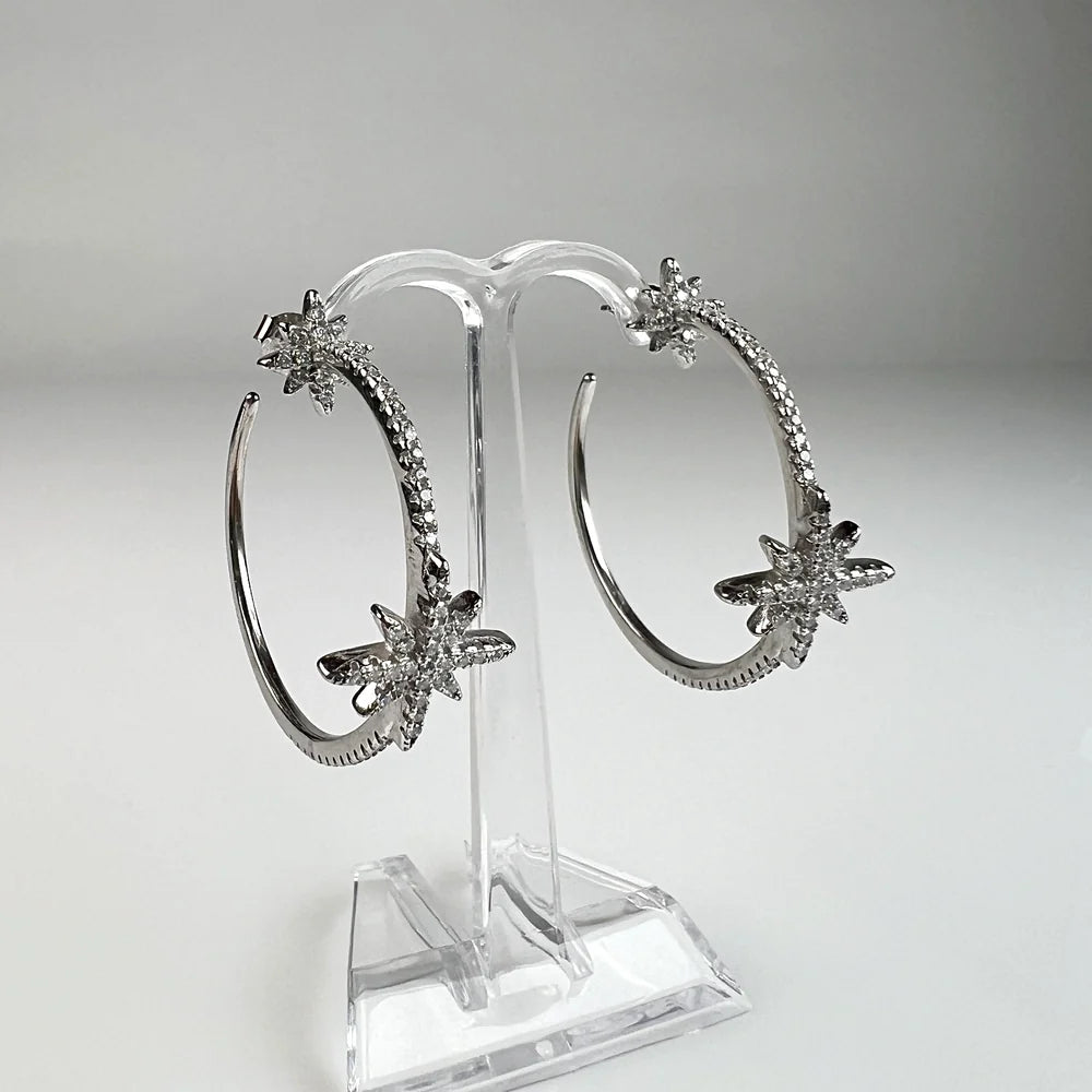 Cercei creole argint 925 cu zirconia - 26mm - vedere 1