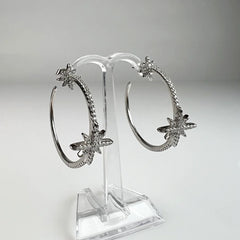 Cercei creole argint 925 cu zirconia - 26mm - vedere 1