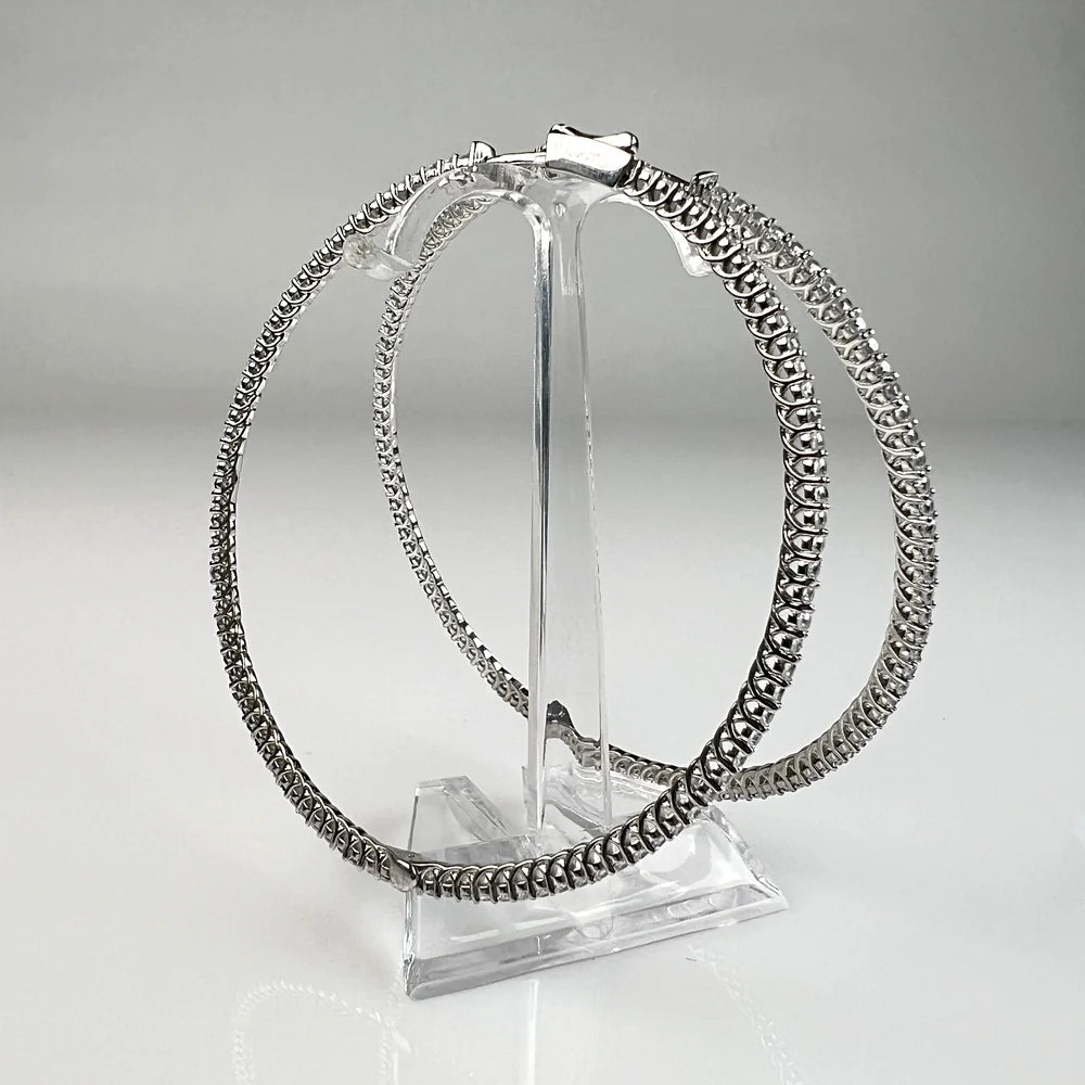 Cercei creole argint 925 cu zirconia si prindere continua 60mm - vedere 1