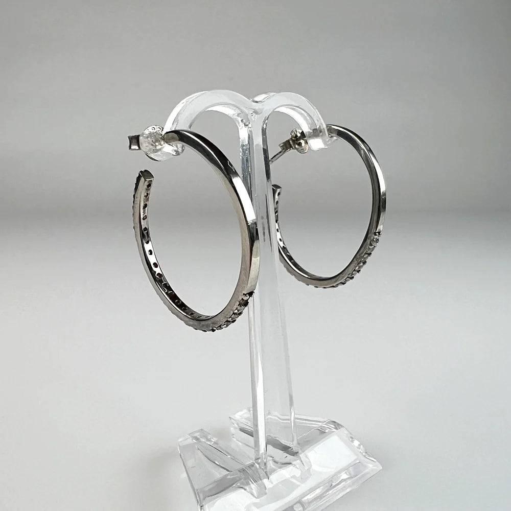 Cercei creole zirconia 24mm din argint 925 pentru zi - vedere 1