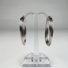 Cercei creole argint 925 lungi 35mm cu prindere continua - vedere 2