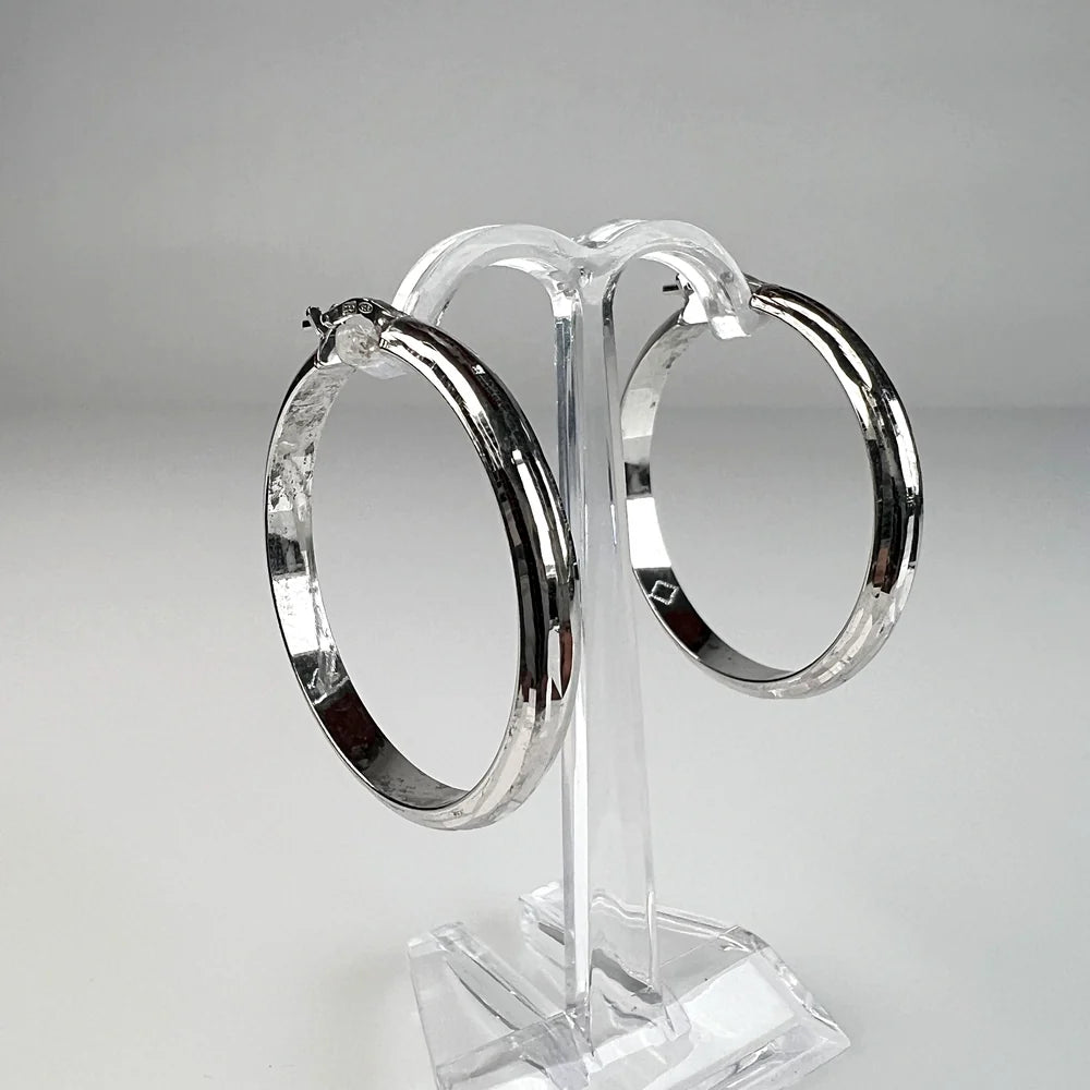 Cercei creole continui din argint 925, 33 mm, eleganti si usori - vedere 1