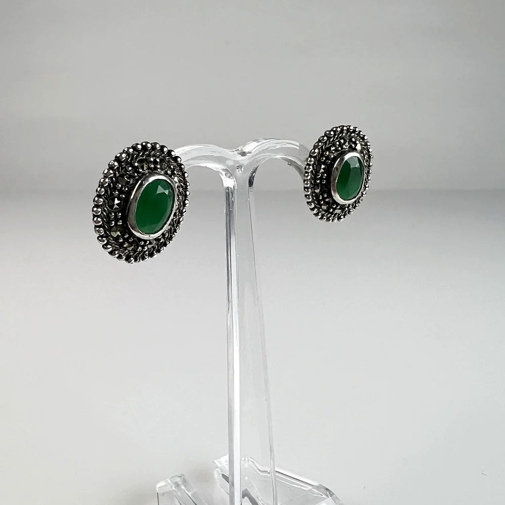 Cercei marcasite cu surub si fluture din argint 925 - vedere 1