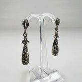 Cercei lungi marcasite cu prindere fluture din argint 925 - vedere 1