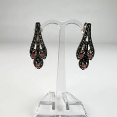 Cercei lungi marcasite prindere leverback argint 925 - vedere 2