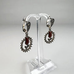 Cercei lungi marcasite cu prindere leverback din argint 925 - vedere 1