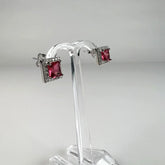 Cercei cu zirconia si surub din argint 925, 10mm - vedere 1