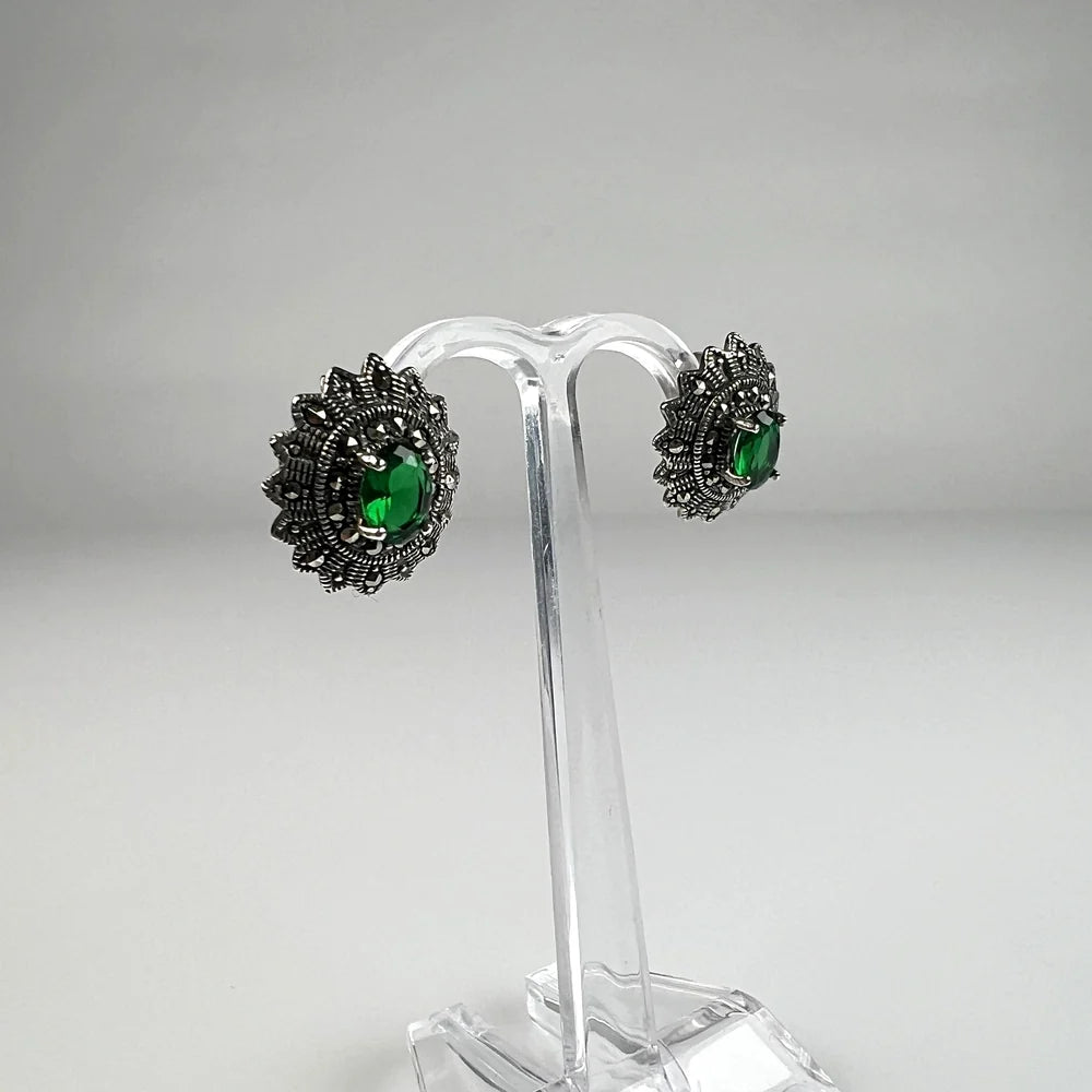 Cercei cu zirconia si surub din argint 925, 15 mm - vedere 1