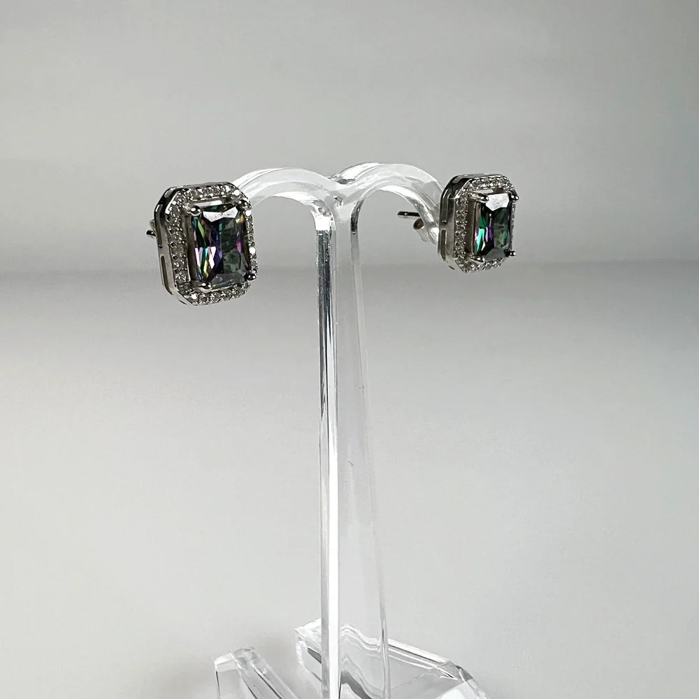 Cercei topaz cu surub si fluture din argint 925 pur - vedere 1