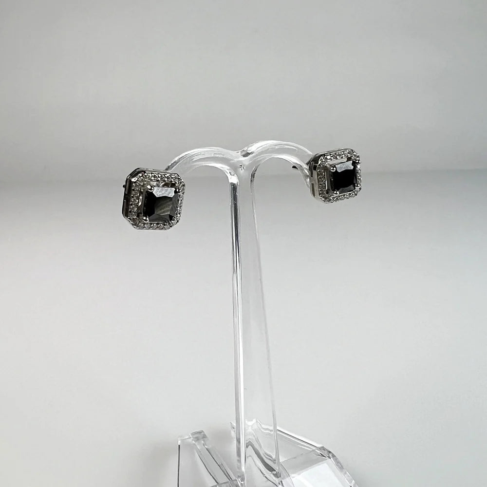 Cercei cu zirconia si surub din argint 925 pentru piercings - vedere 1