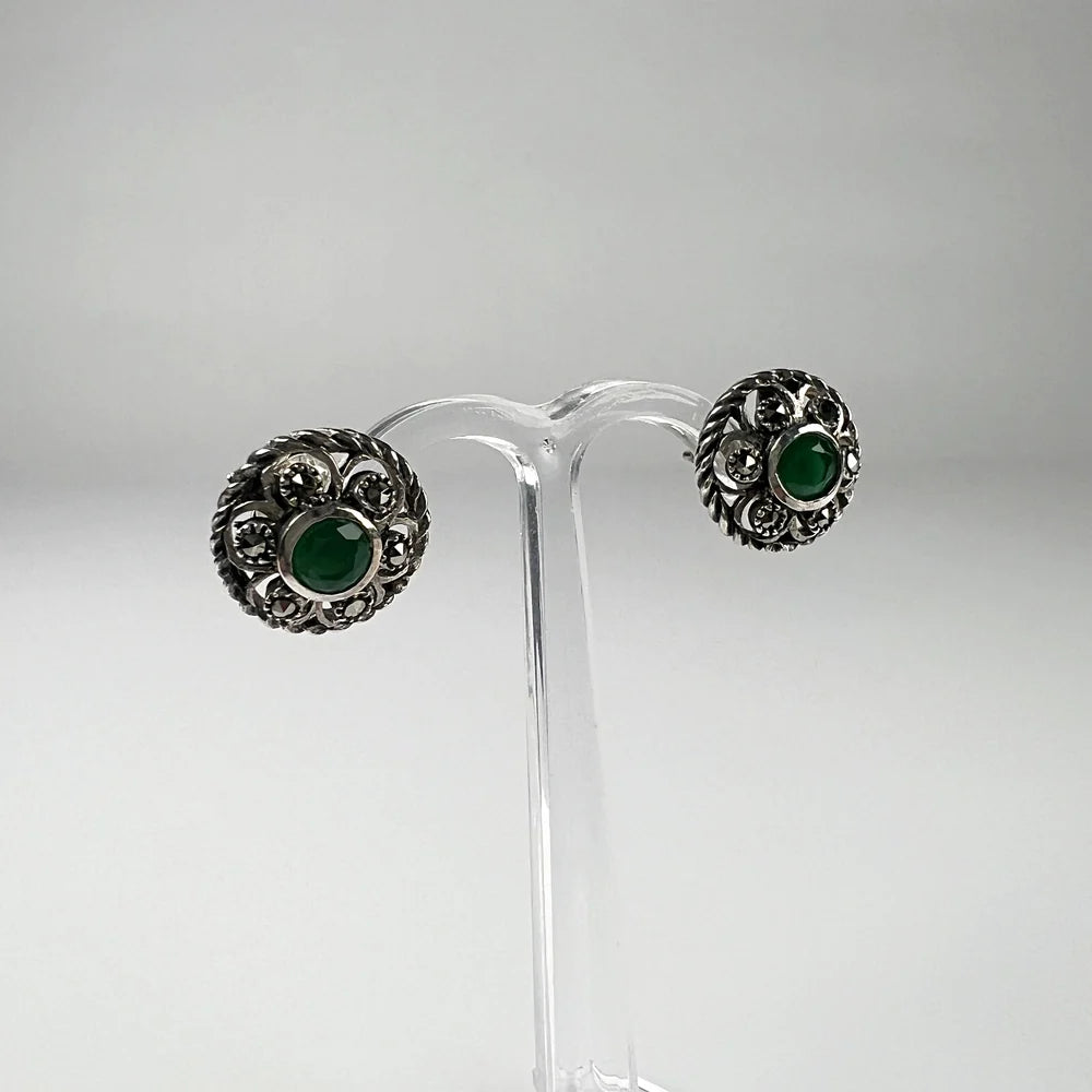 Cercei marcasite cu surub si fluture din argint 925 - vedere 1