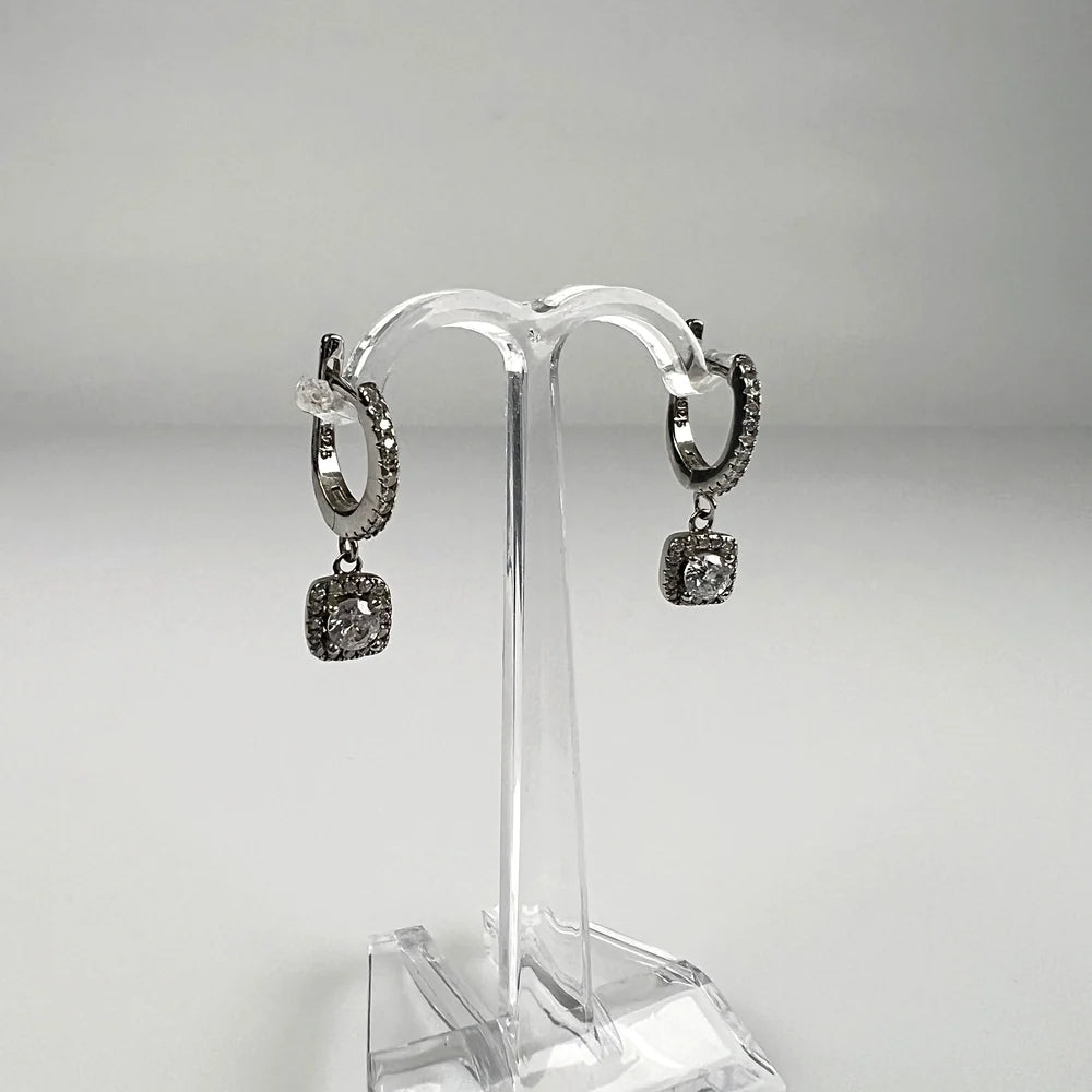 Cercei drop zirconia cu prindere leverback din argint 925 - vedere 1