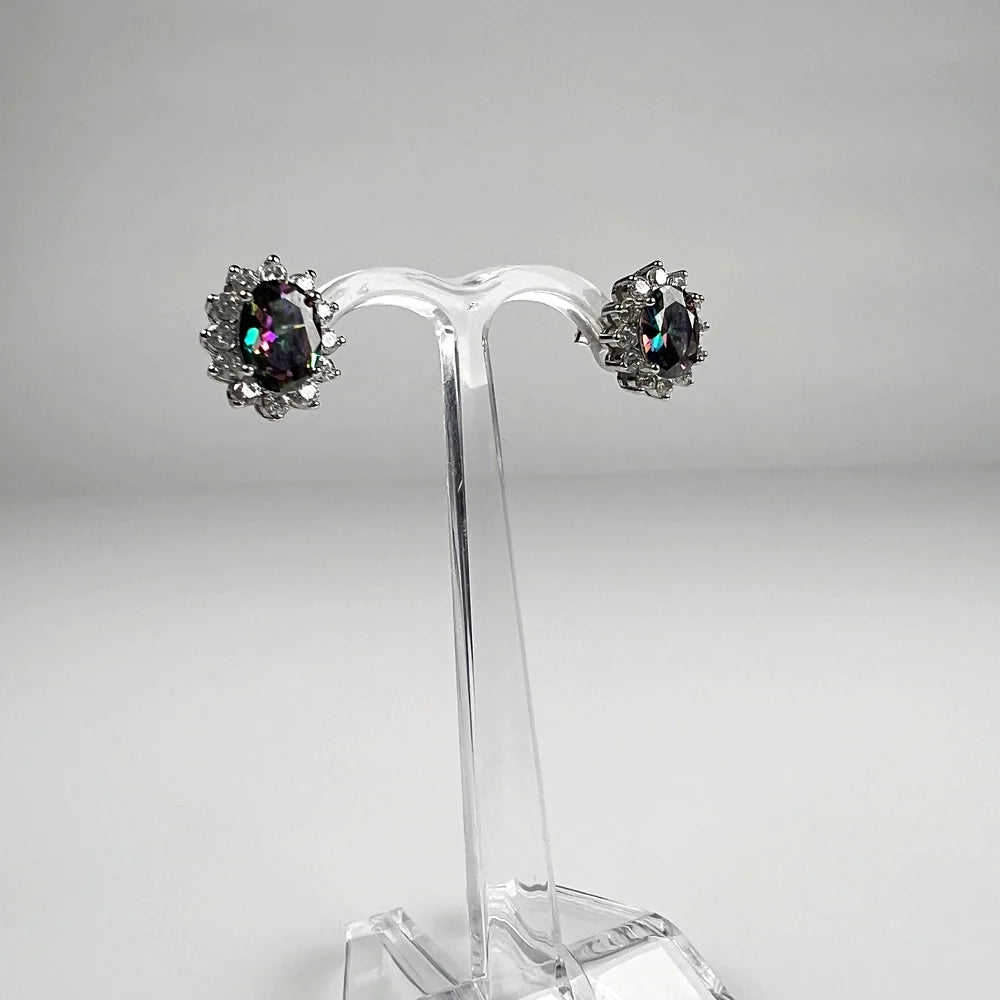 Cercei topaz cu surub din argint 925 si prindere fluture - vedere 1