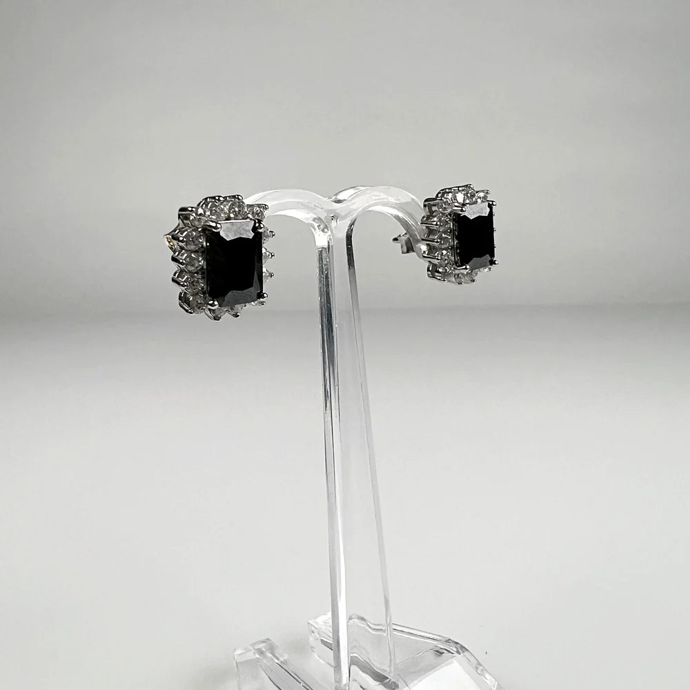 Cercei mici zirconia cu surub si fluture din argint 925 - vedere 1
