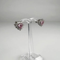 Cercei mici zirconia cu surub si prindere fluture din argint 925 - vedere 1