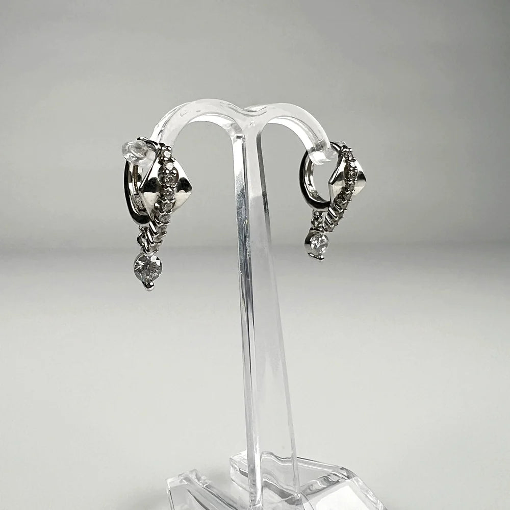 Cercei drop zirconia cu prindere leverback din argint 925 - vedere 1