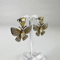 Cercei lungi zirconia cu prindere fluture din argint 925 - vedere 1