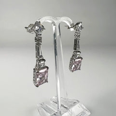 Cercei lungi zirconia cu prindere fluture din argint 925 - vedere 1