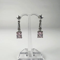 Cercei lungi zirconia cu prindere fluture din argint 925 - vedere 2