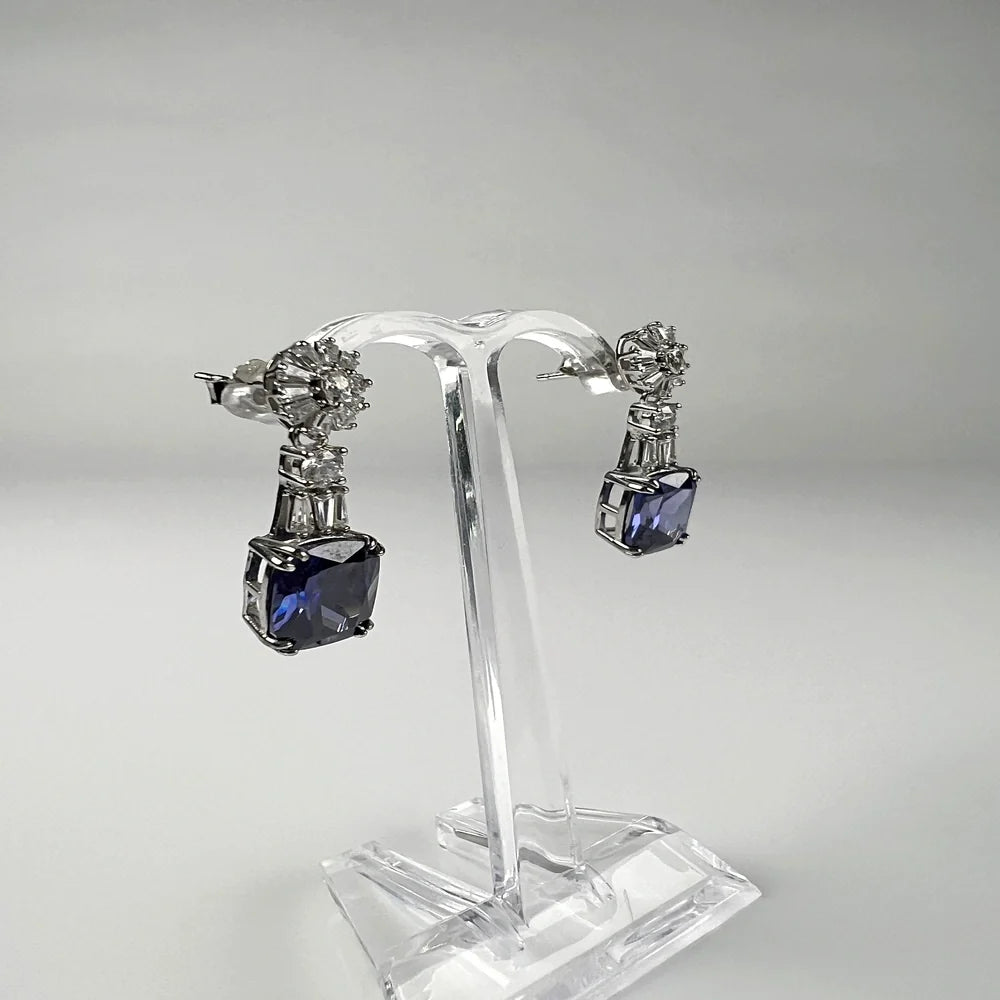 Cercei lungi zirconia cu prindere fluture din argint 925 - vedere 1