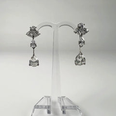 Cercei lungi din argint 925 cu zirconia si sistem fluture - vedere 2