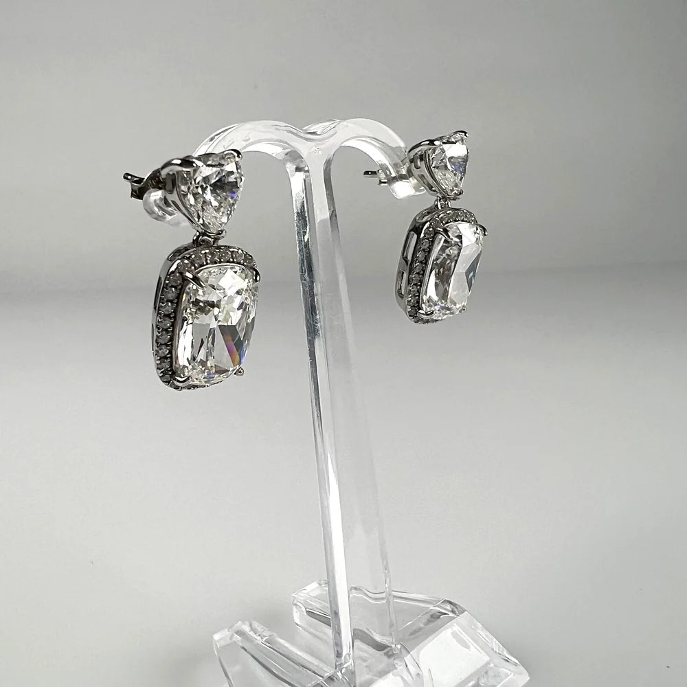 Cercei lungi zirconia cu prindere fluture din argint 925 - vedere 1