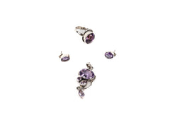 Set Bijuterii din Argint 925 - Cercei, Pandantiv, Inel - Ametist - Marime 9 / Reglabil - Violet