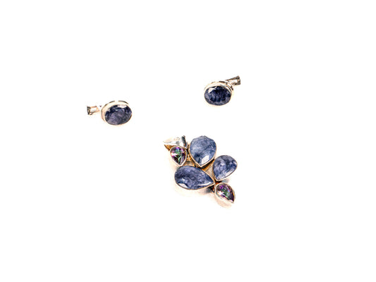 Set Bijuterii din Argint 925 - Cercei, Pandantiv - Safire - Violet