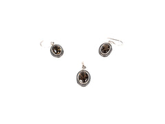 Set Bijuterii din Argint 925 - Cercei, Pandantiv - Cuart Fumuriu - Maro #1