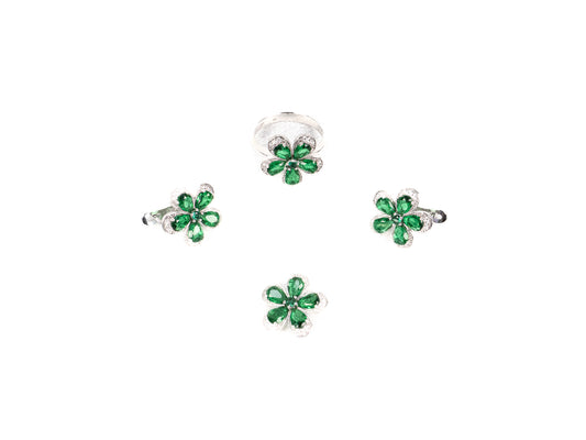 Set Bijuterii din Argint 925 - Cercei, Inel, Pandantiv - Zirconia - Marime 9 - Alb