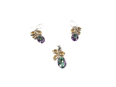 Set Bijuterii din Argint 925 - Cercei, Pandantiv - Citrin - Violet