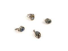 Set Bijuterii din Argint 925 - Cercei, Inel, Pandantiv - Labradorit - Marime 7 - Albastru