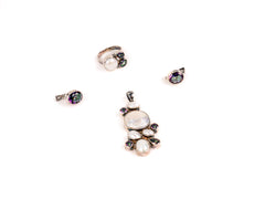 Set Bijuterii din Argint 925 - Cercei, Pandantiv, Inel - Perla - Marime 9 / Reglabil - Violet