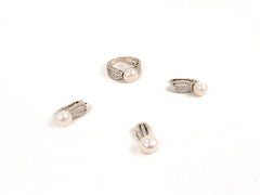 Set Bijuterii din Argint 925 - Cercei, Inel, Pandantiv - Zirconia - Marime 6 - Argintiu