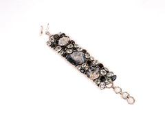 Bratara din Argint 925 - cu Agat, Cuart Fumuriu, Ametist verde - Reglabila - 200mm x 30mm - Maro, Verde