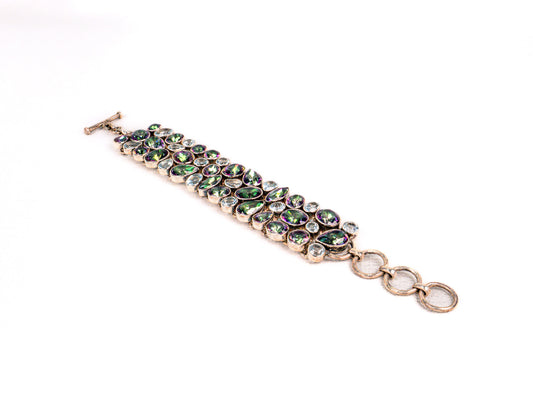 Bratara din Argint 925 - cu Topaz Mistic, Aquamarine - Reglabila - 200mm x 25mm - Bleu