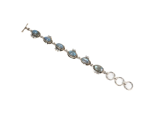 Bratara din Argint 925 - cu Labradorit - Reglabila - 200mm x 10mm - Incolor