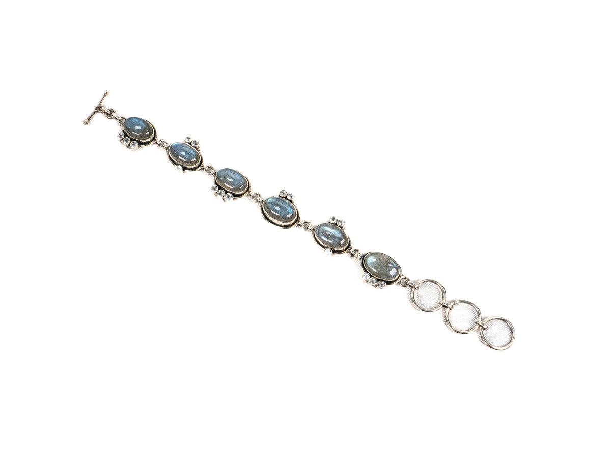 Bratara din Argint 925 - cu Labradorit - Reglabila - 200mm x 10mm - Incolor